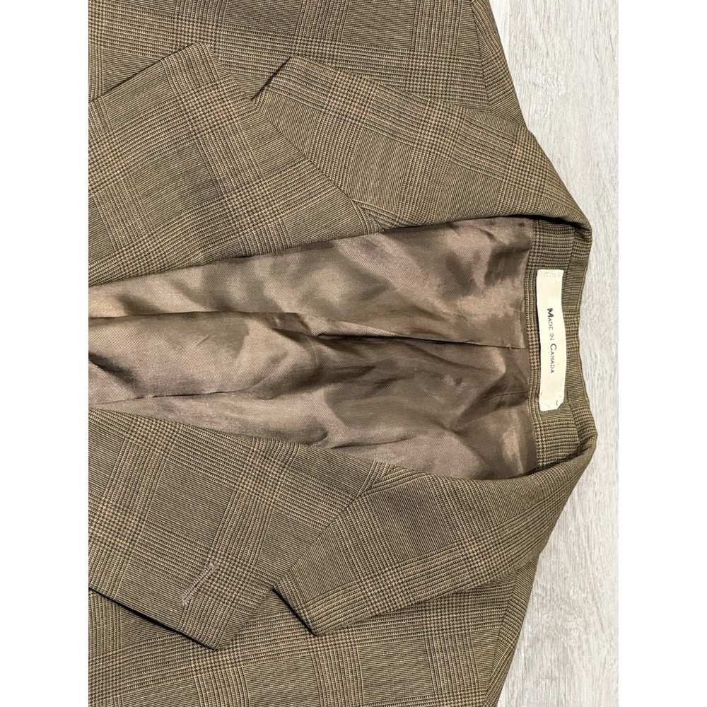 Vintage Chaps Ralph Lauren Blazer Mens 43R Wool Silk Glen Plaid Sport Coat Brown - Picture 3 of 16